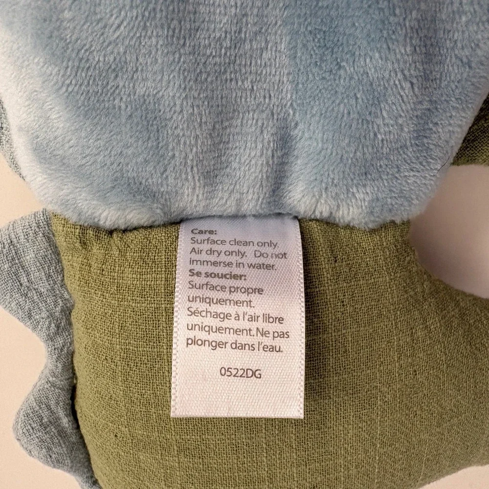 Itzy Ritzy Dino Muslin Lovey‎ Security Blanket with Silicone Teether Green Blue